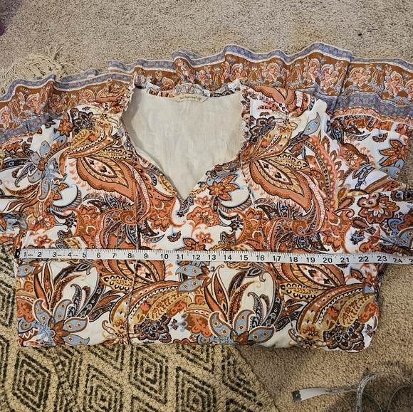 Soft Surroundings Sadie Short Dress Coral Paisley - size estimate M/L - Picture 7 of 8